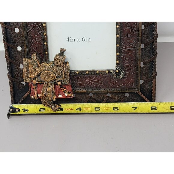 Western Picture Frame4"x6" Decorative‎ Saddle & Horseshoe Design Treasured Times - Picture 10 of 12